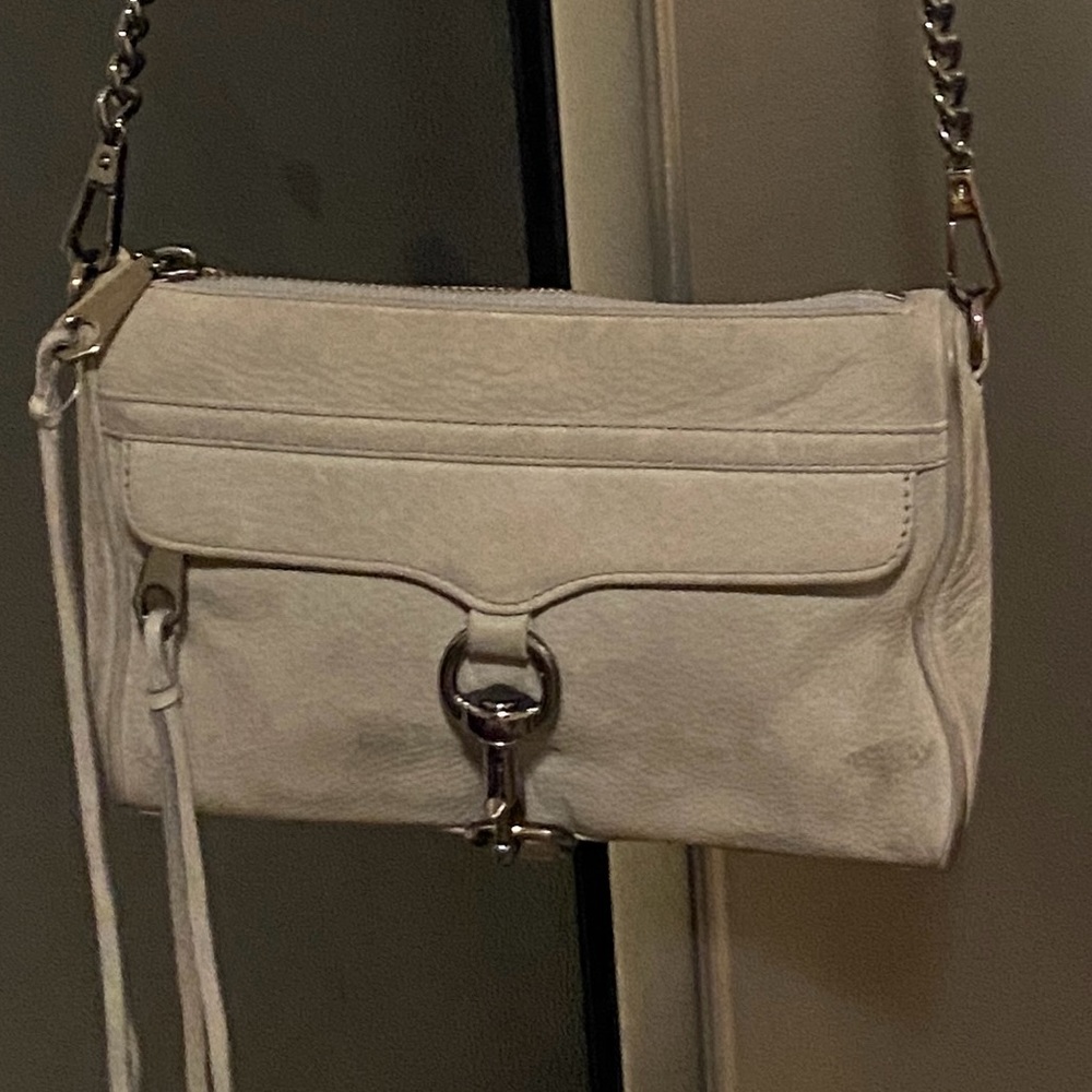 Rebecca Minkoff M.A.C. Crossbody grey suede bag with silver chain strap